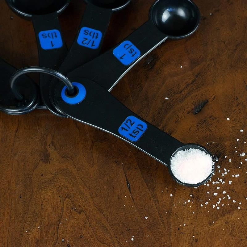 10 Piece Easy Read Measuring Cups & Spoons Set - Black / Blue