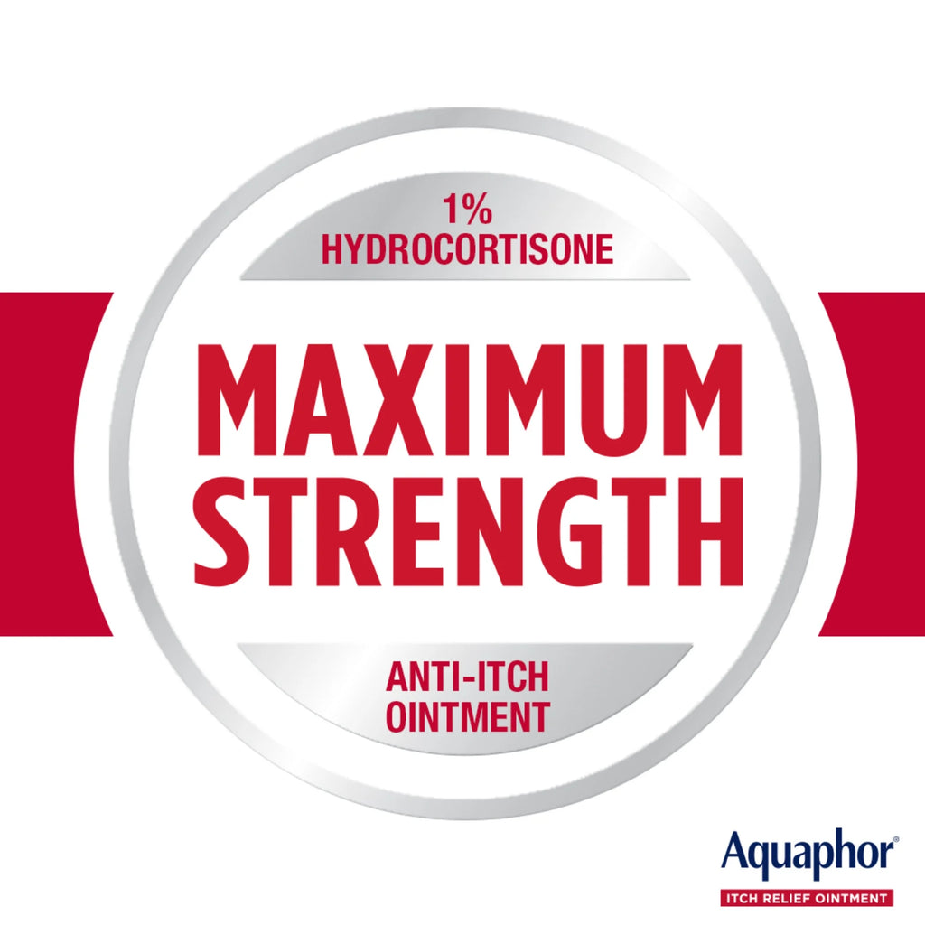 Aquaphor Itch Relief Ointment, 1% Hydrocortisone Anti-Itch Cream, Fast-Acting, 2 Oz