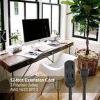 12FT 16AWG 2 Prong Black Indoor Household Extension Cord, 125V, 13A