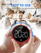 Digital Kitchen Timer, 2 Pack Magnetic Timer with Large LED Display Screen, 3 Vo