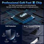 160W Gan Charger Hub: 4 USB-C + 2 USB-A Ports, 100W PD Fast Charging for Laptop/Phone/Tablet