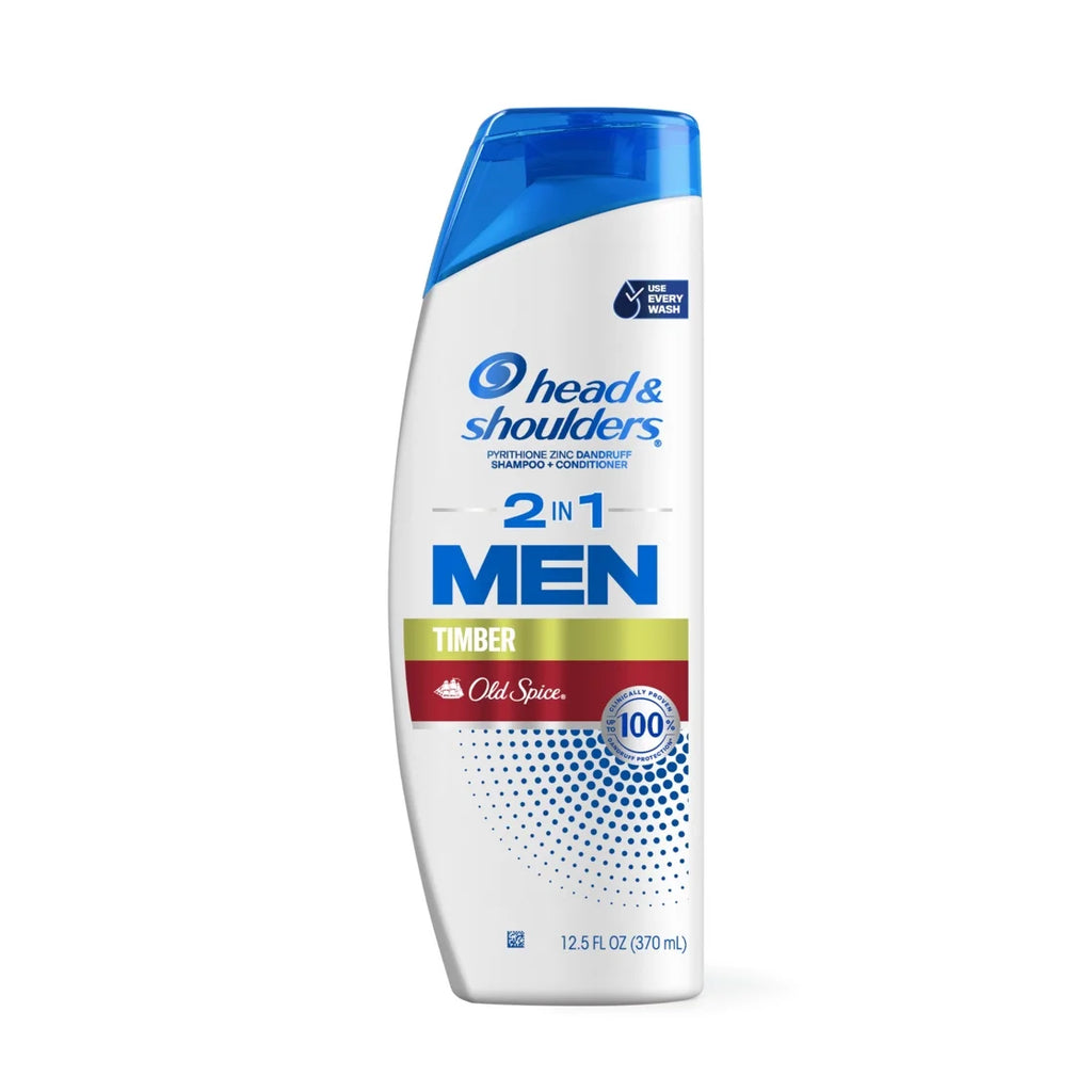 Head and Shoulders Mens 2In1 Dandruff Shampoo and Conditioner, plus Old Spice Timber, 12.5 Oz