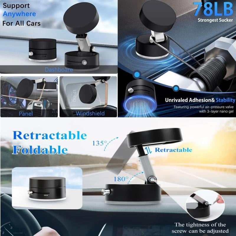 Cell Phone Holder Vacuum Magnetic Adsorption for Car Mount Convenient Folding Su