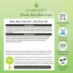 Aloderma 90% Pure Organic Aloe Vera Gel with Tea Tree Oil - Pure Aloe Vera Gel for Face - Natural Aloe Vera Gel for Sunburn Treatment, Acne, Aftershave, after Waxing - Aloe Vera Moisturizer for Face