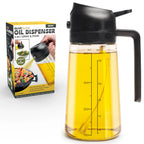 2-In-1 Oil Spray & Pour Dispenser, Leakproof and Refillable Glass Bottle for Coo