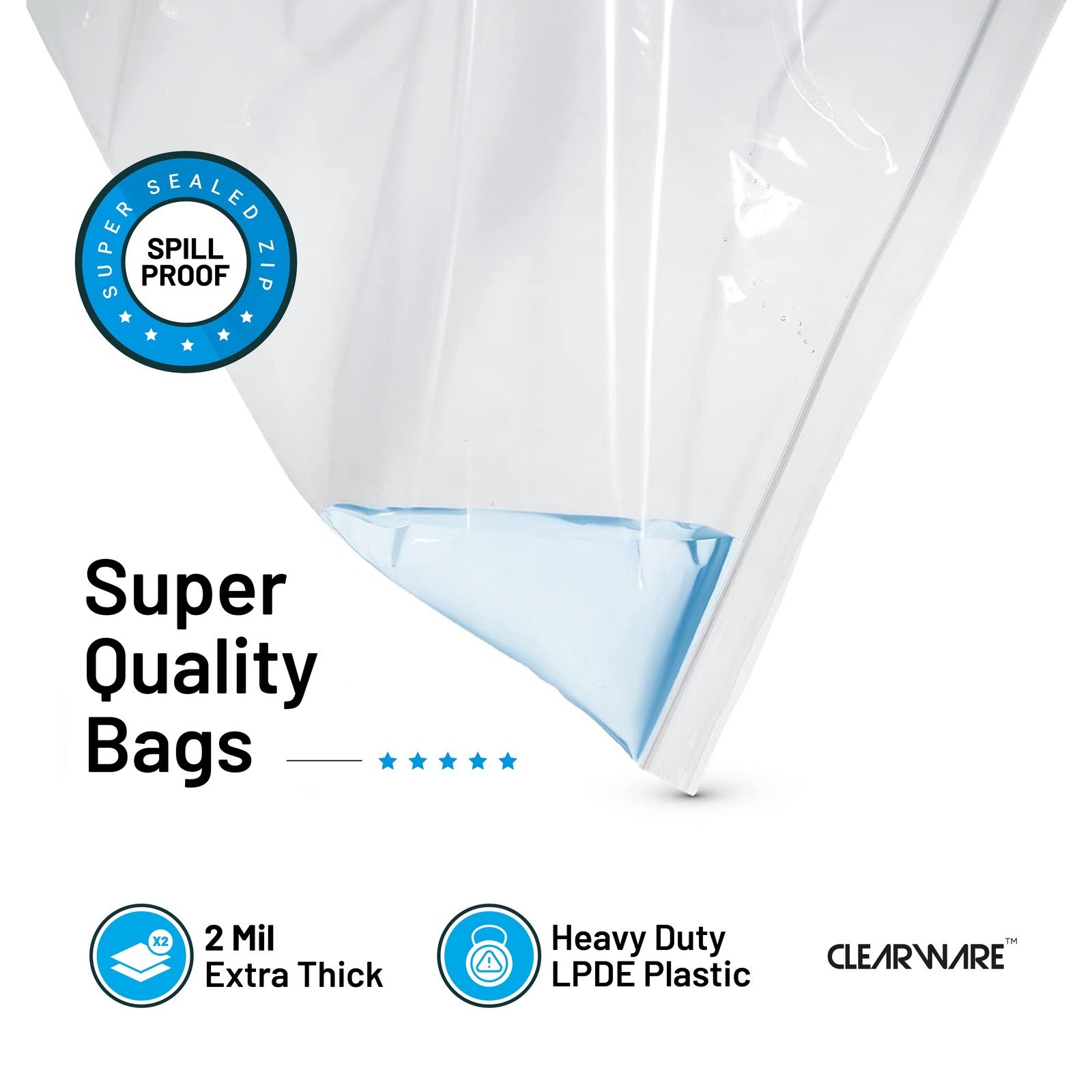 15 Count - Large Plastic Bags with Zipper Top, 10 Gallon Size 24" X 24", Extra L