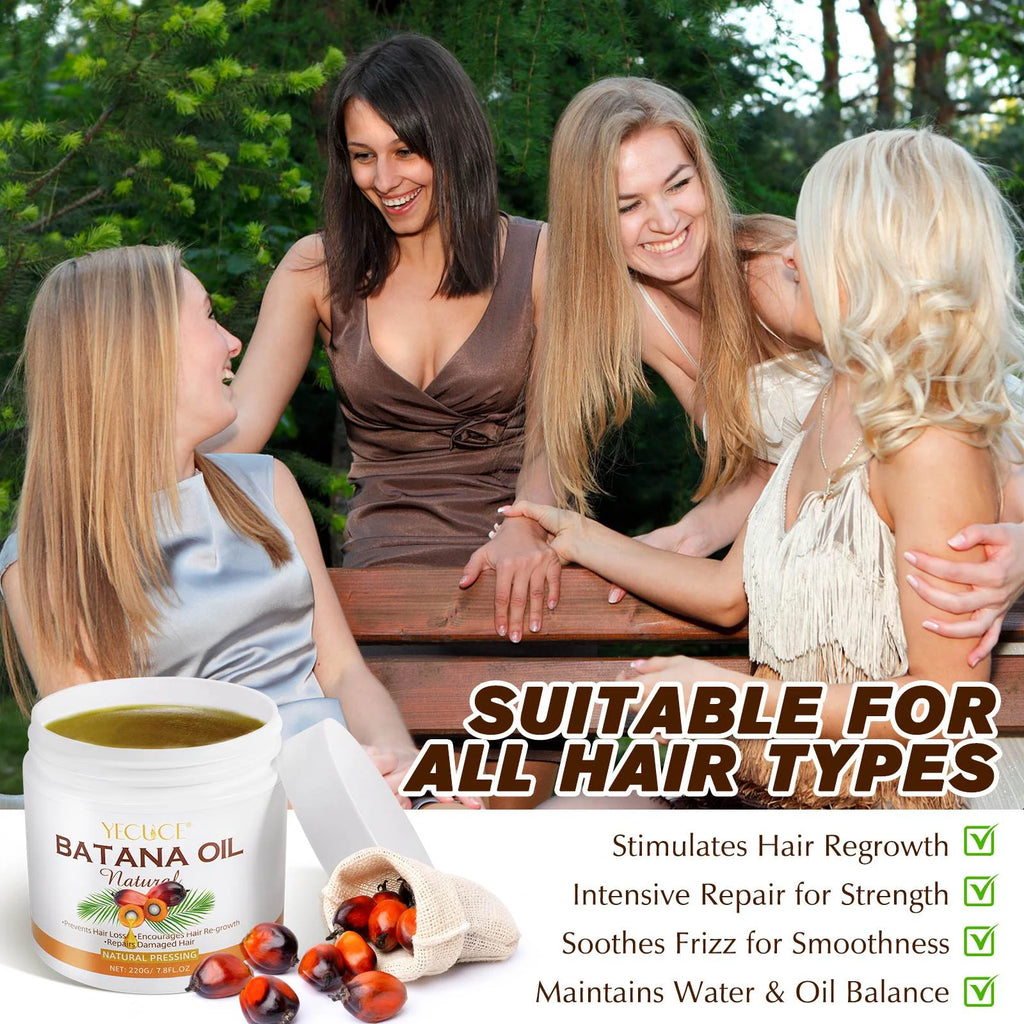 Batana Hair Oil for Women & Men - 100% Pure and Natural - Repair Damage Hair - Restore Hair Health, 220G/7.8Floz