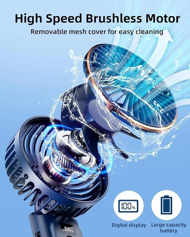 Frsara Portable Handheld Mini Fan, Neck Fan, 4000Mah Desk Fan, 180° Adjustable,