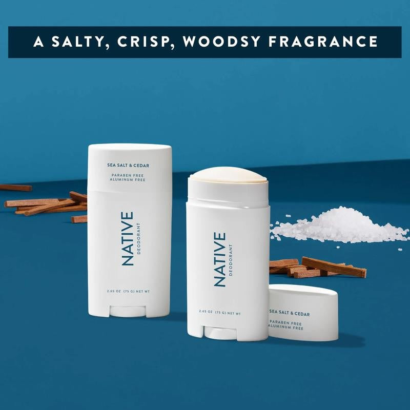 Deodorant, Aluminum Free, Sea Salt & Cedar, for Women and Men, 2.65 Oz