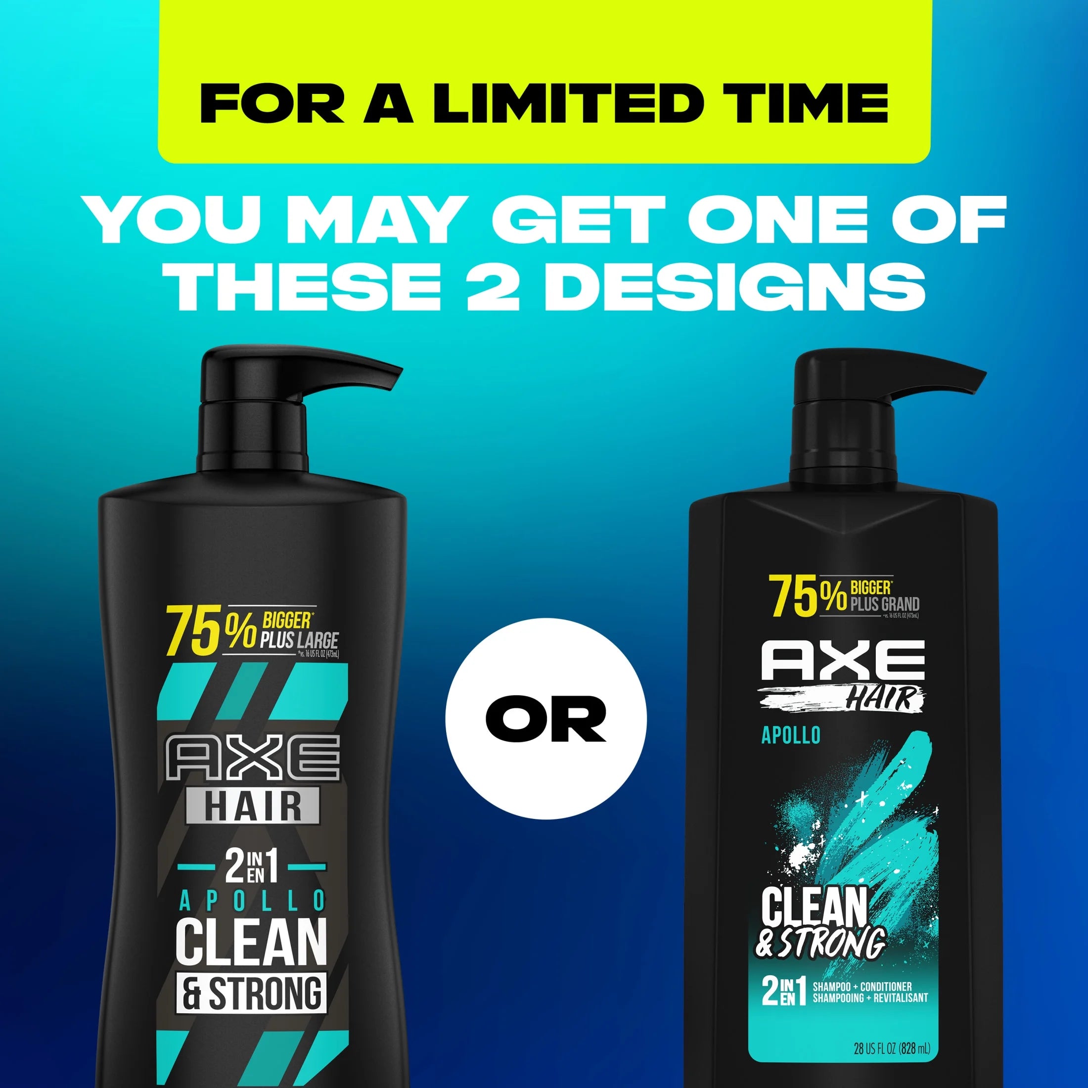 Axe Apollo Moisturizing 2-In-1 Shampoo and Conditioner, Sage and Cedarwood, 28 Fl Oz