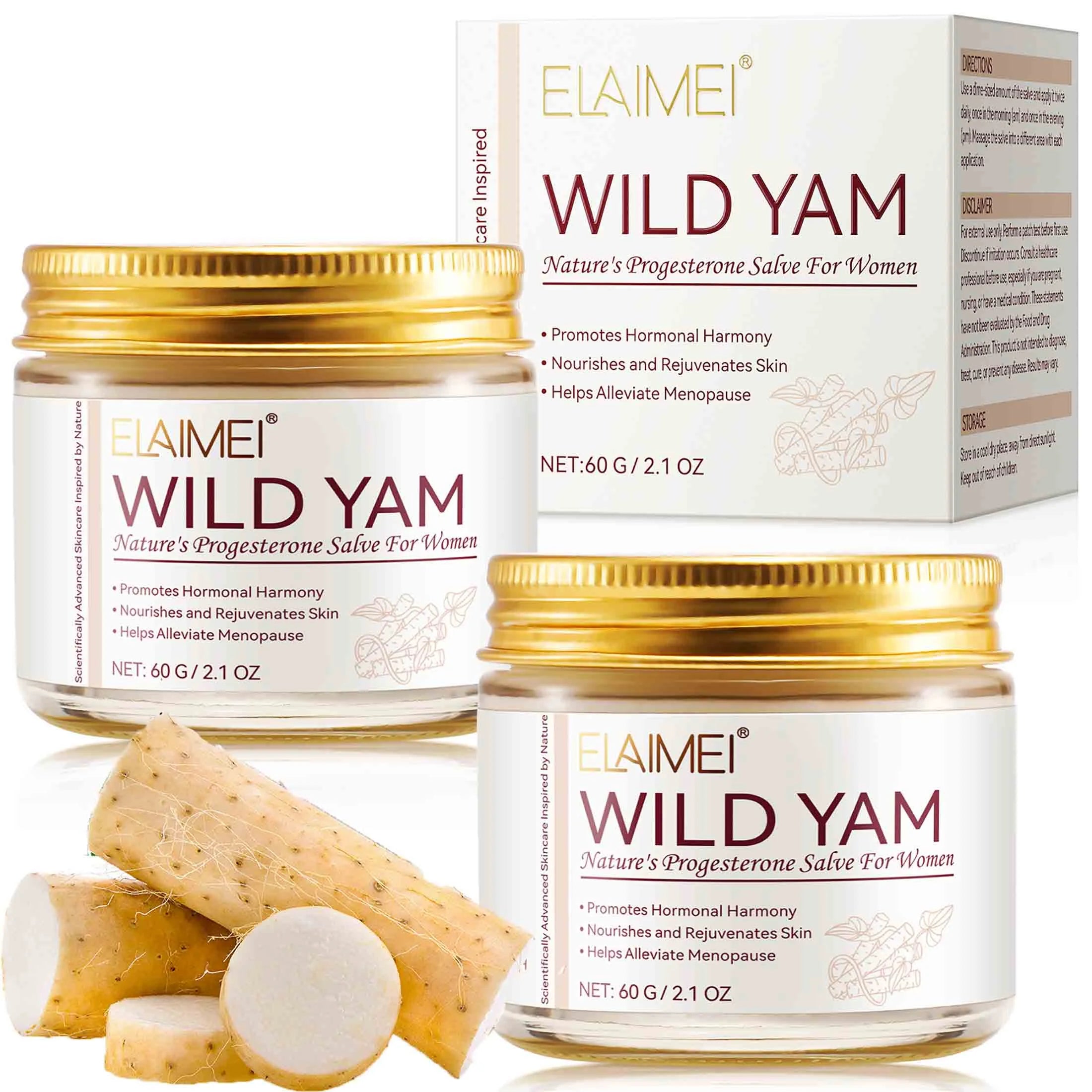2-Pack Wild Yam Cream,All Natural Moisturization,Nourishes and Rejuvenates Skin,Skincare Products for Woman