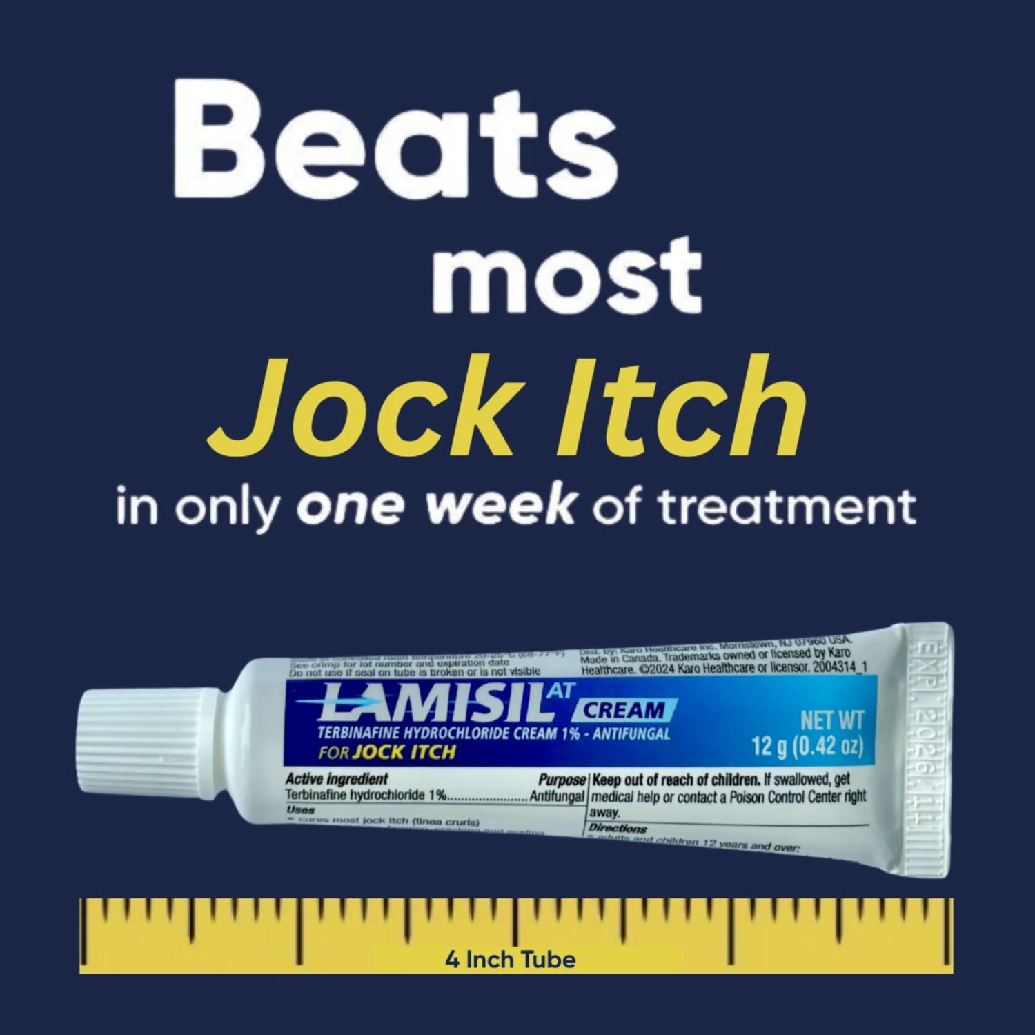 Lamisil Jock Itch Cream, 1 Week Antifungal Treatment, Prescription Strength Terbinafine, .42 Oz