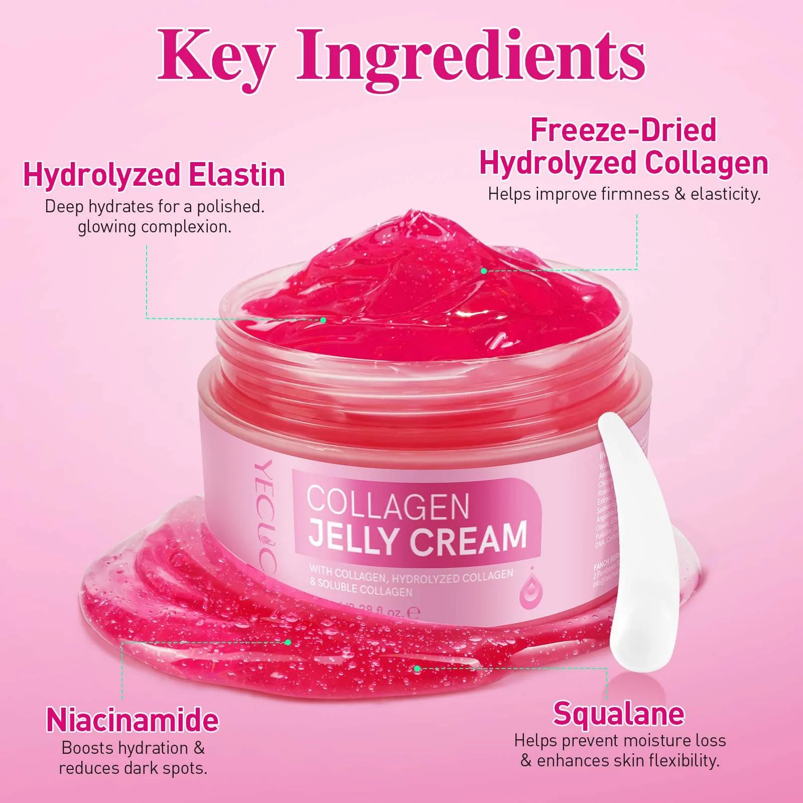 (2 Pack)  Collagen Jelly Cream, Deep Moisturizer, Anti-Aging Hydrator, Clean Skincare, Boosts Elasticity, Skin Rejuvenation, 3.38 Fl Oz