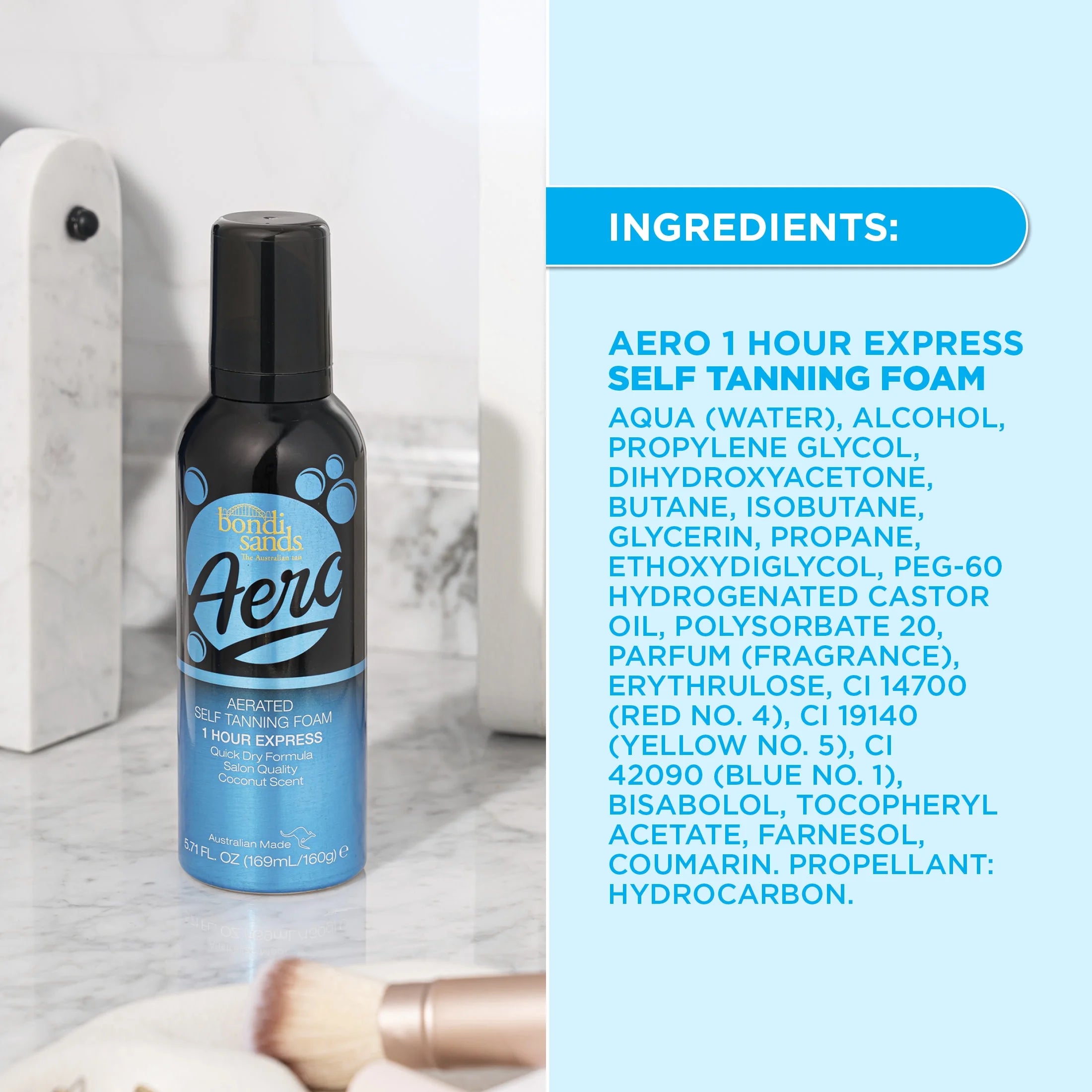 Aero Aerated Sunless Self Tanner Foam 1 Hour Express, 5.71 Fl Oz