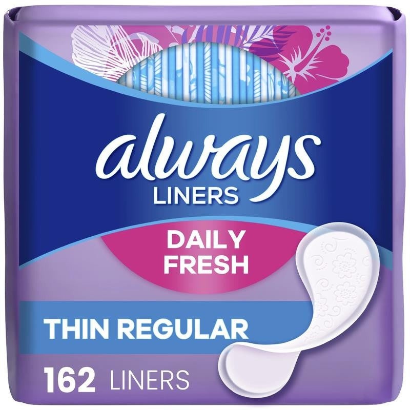 Daily Fresh Thin Panty Liners, Regular Absorbency, Unscented, 162 Count