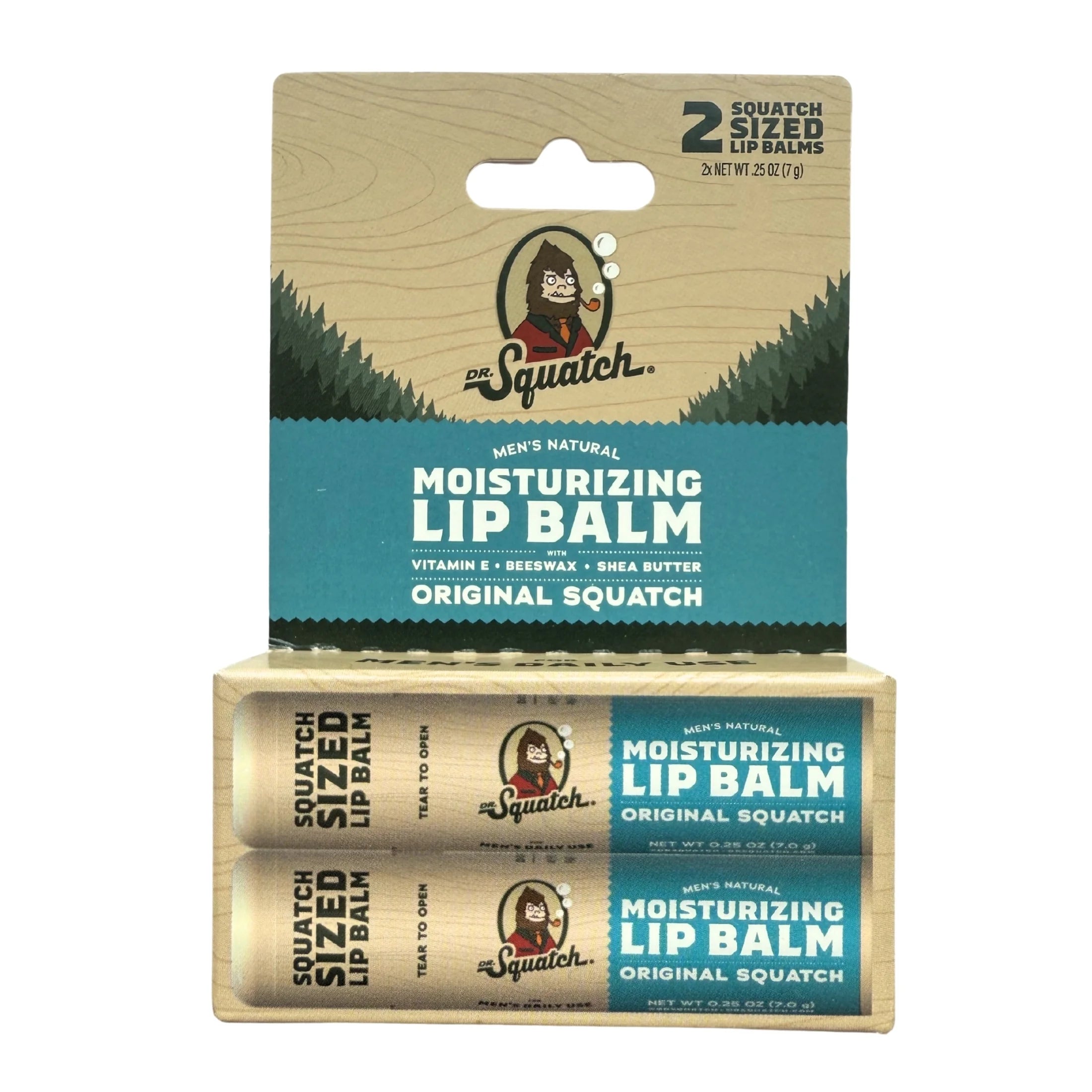 Dr. Squatch Original Mint Moisturizing Lip Balm, 2-Pack, 0.25 Oz