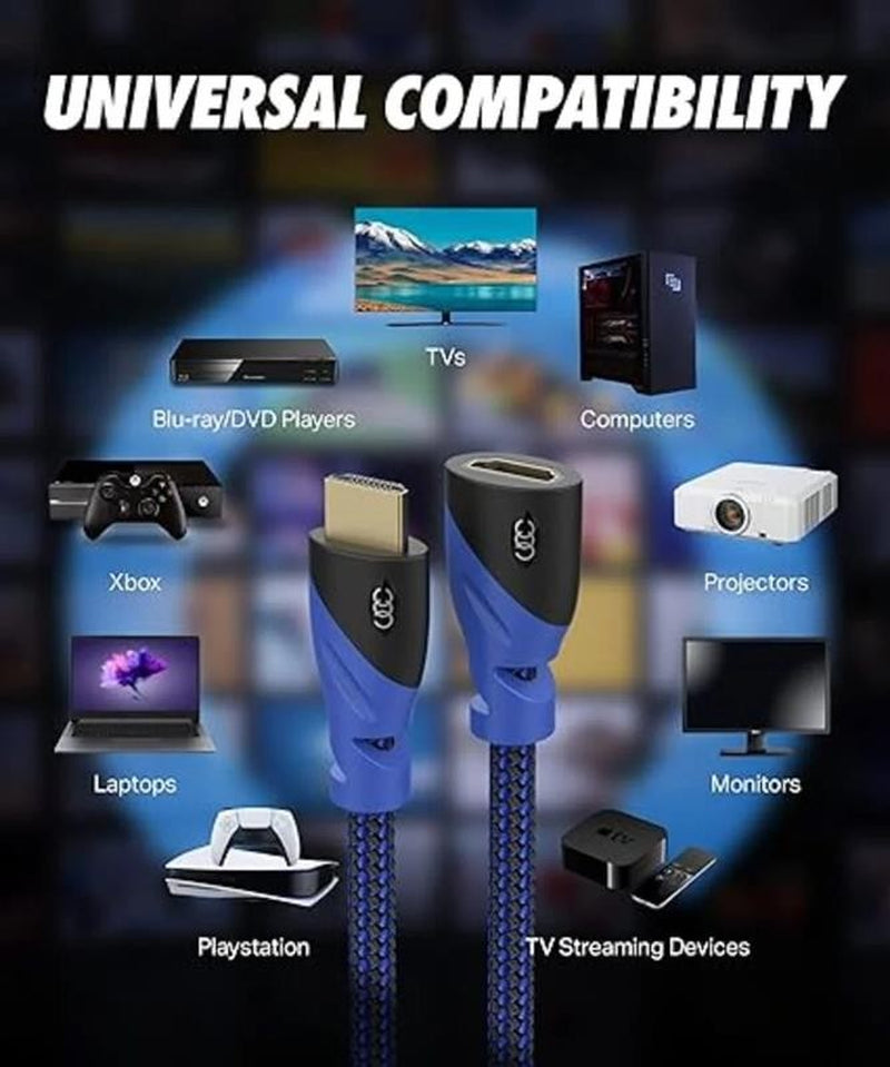 4K HDMI Cable for TV, Male to Female Extension HDMI Cord for Computer, Laptop, M