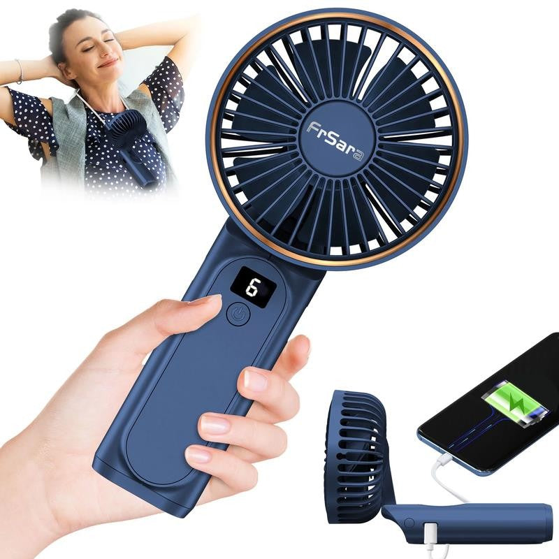 Frsara Portable Handheld Mini Fan, Neck Fan, 4000Mah Desk Fan, 180° Adjustable,