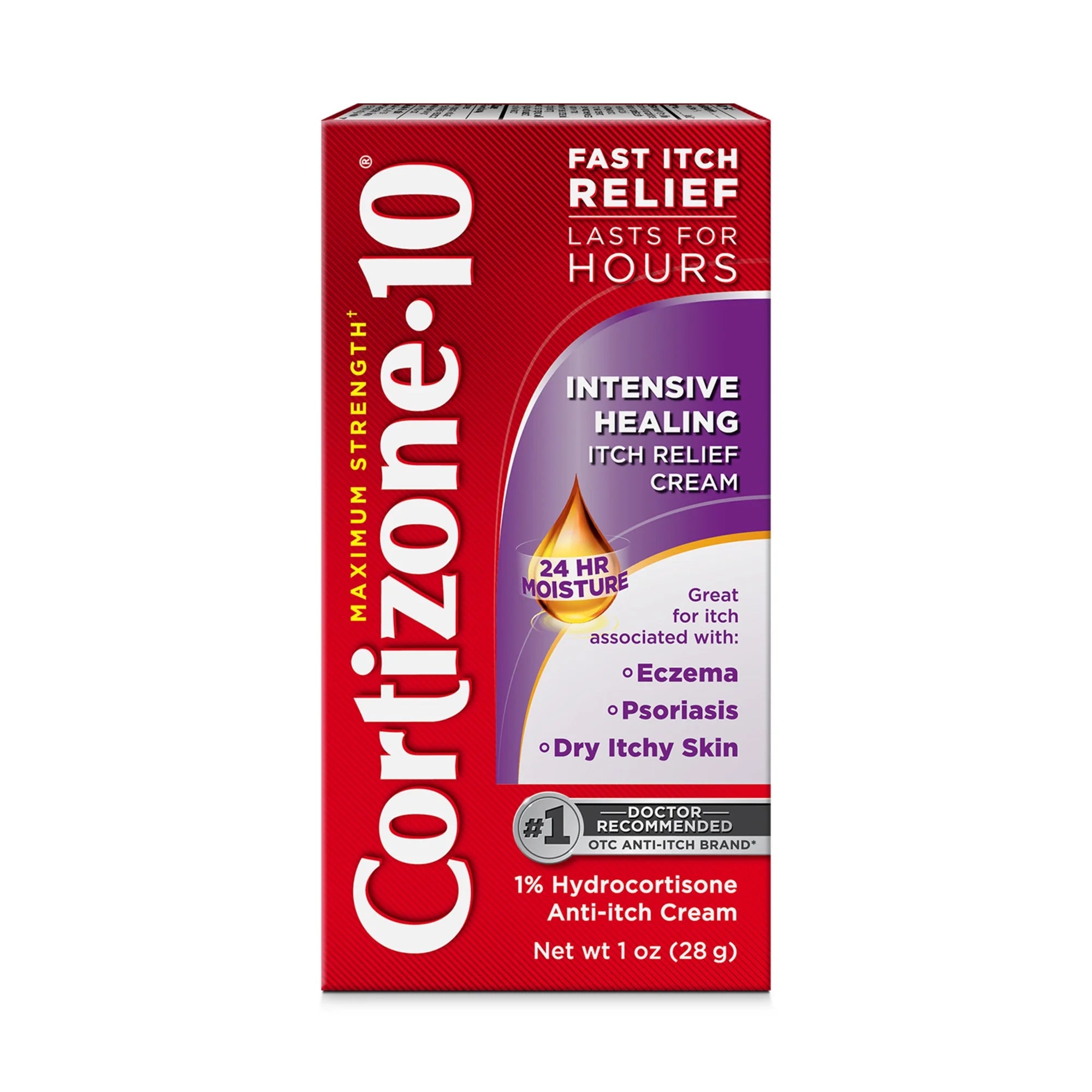 (3 Pack) Cortizone-10 Maximum Strength Intensive Healing Itch Relief Cream, 1% Hydrocortisone, Fast-Acting, Anti-Itch Cream for Bug Bites, Rash, Eczema, Psoriasis, Poison Ivy, Oak, Sumac & More, 1 Oz