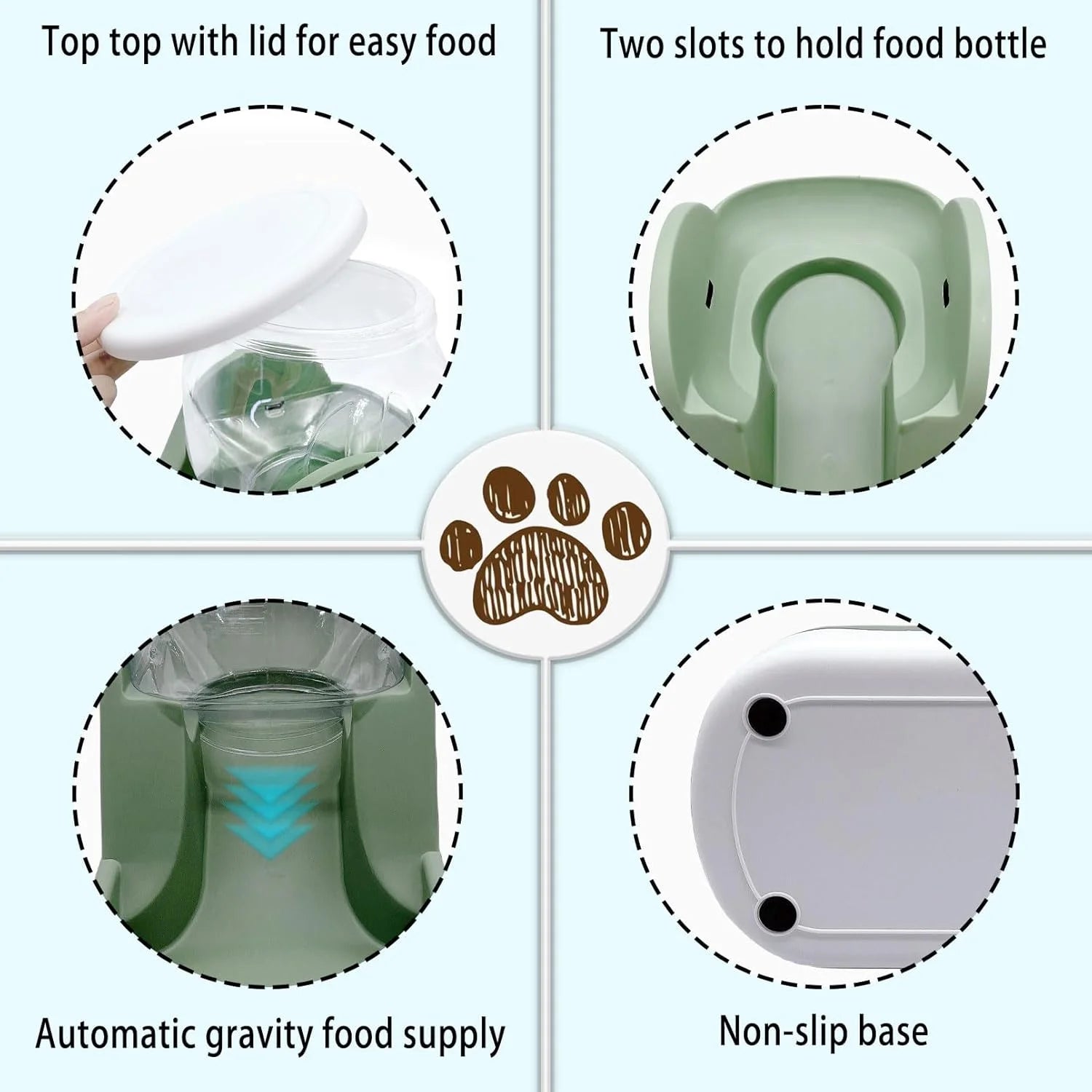Automatic Dog Food Feeder Gravity Cat Food Dispenser Large Capacity Pet Self Fee