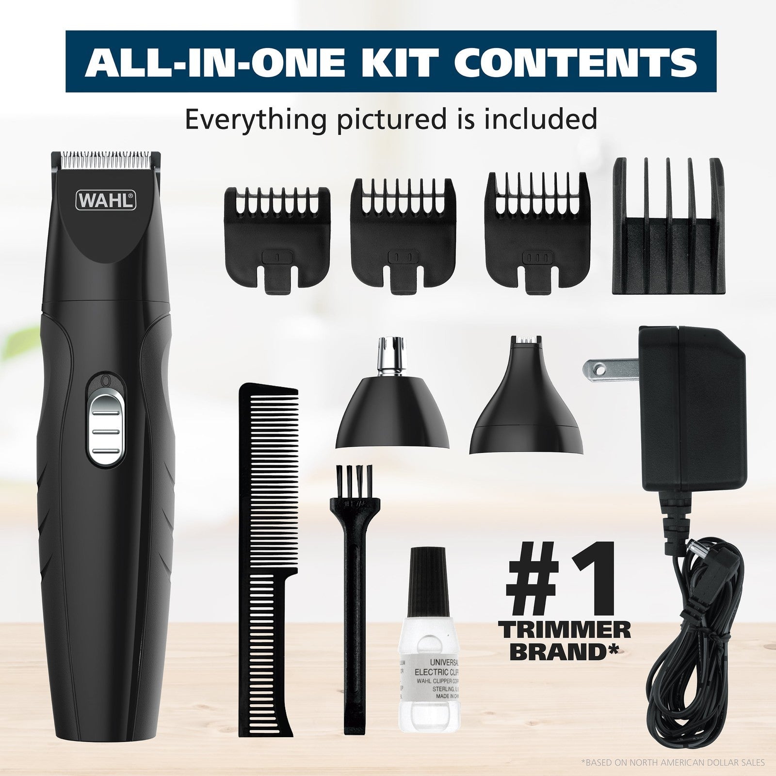 All in One Rechargeable Beard, Mustache, Detail Trimmer for Men, Black, 05644