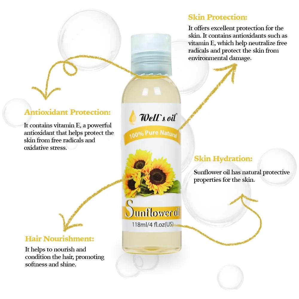 100% Pure Natural Carrier Oil 4Oz Sunflower