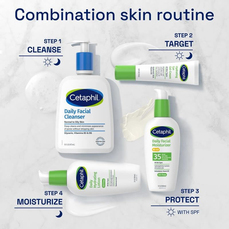 (2 Pack) Daily Facial Cleanser for Sensitive, Combination to Oily Skin, 16 Oz