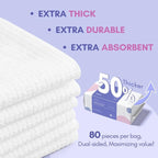 Cotton Face Dry Wipes 80Pcs - Extra Thick Disposable Cleansing Towel, Facial Cle
