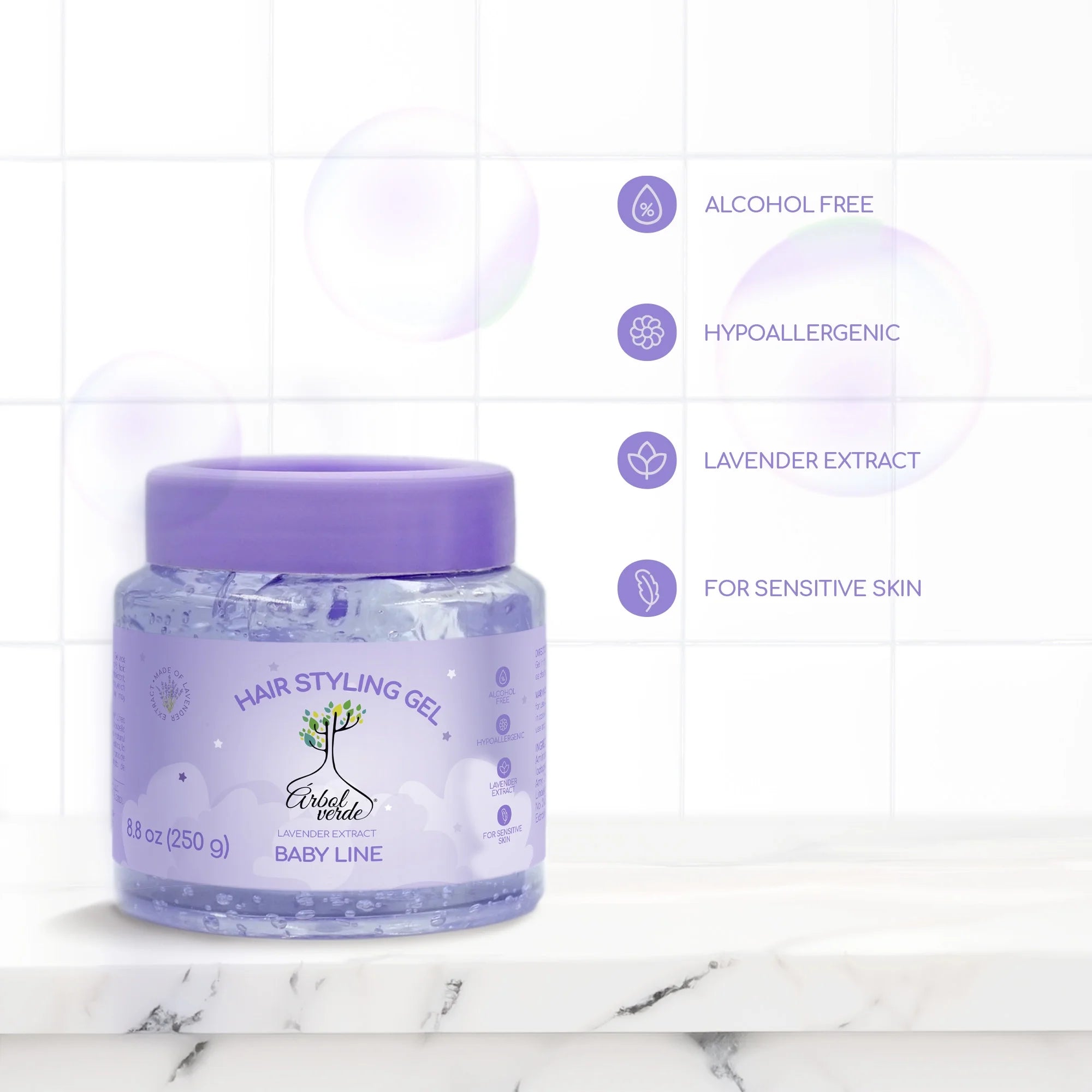 Arbol Verde Natural Hair Styling Gel, Lavender, 8.8 Oz