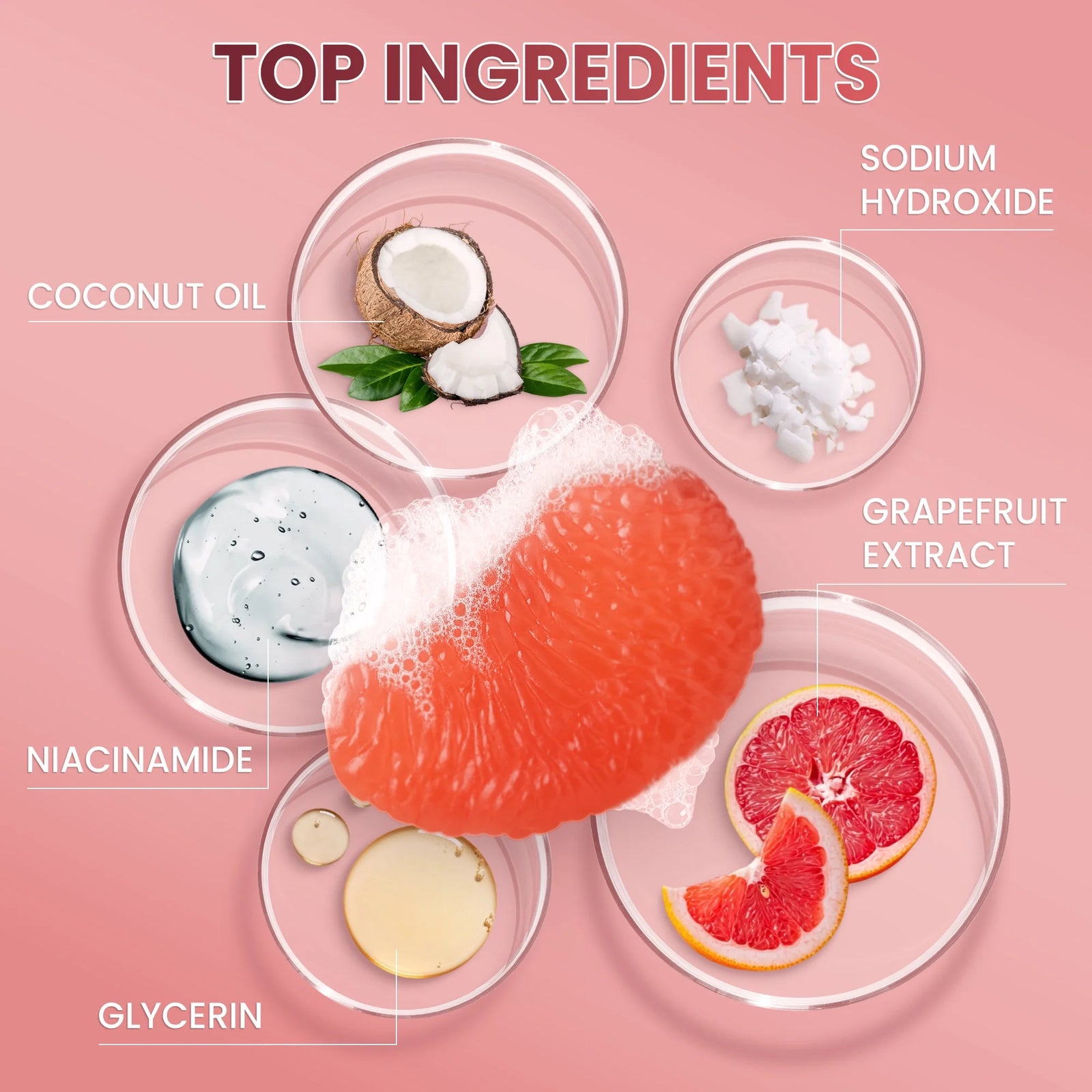 Grapefruit Bar Soap 2-Pack, Fruit-Shaped, Exfoliating Moisturizing Vegan Body So