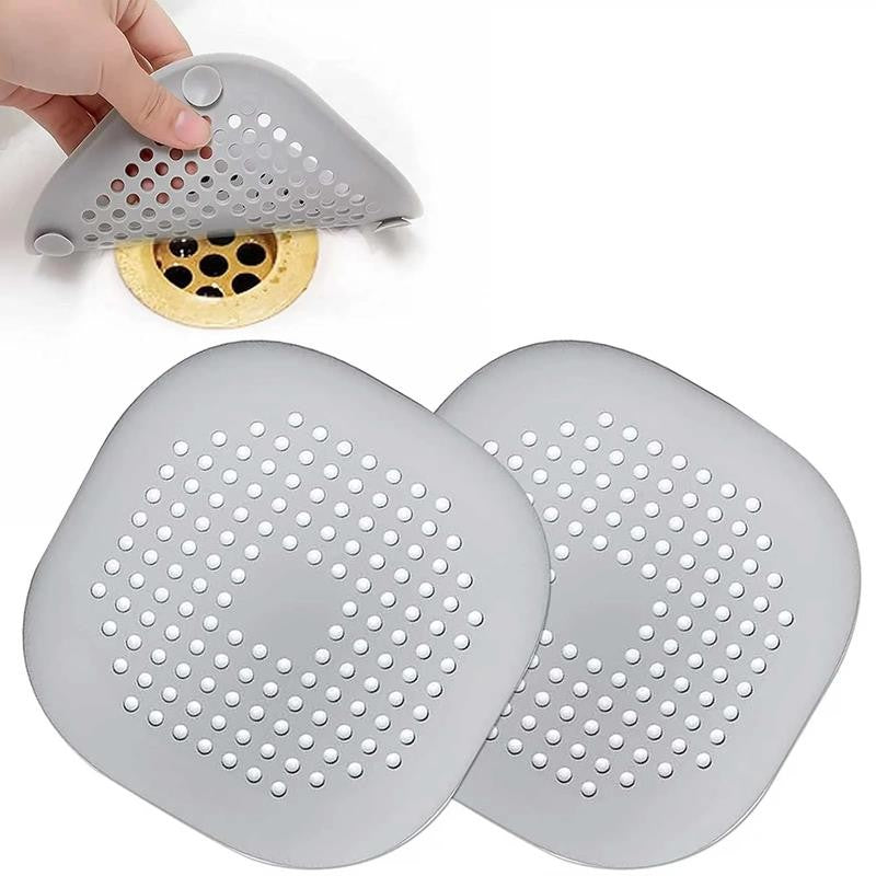 2 Packhair Catcher,Square Hair Drain Cover for Shower Silicone Hair Stopper With