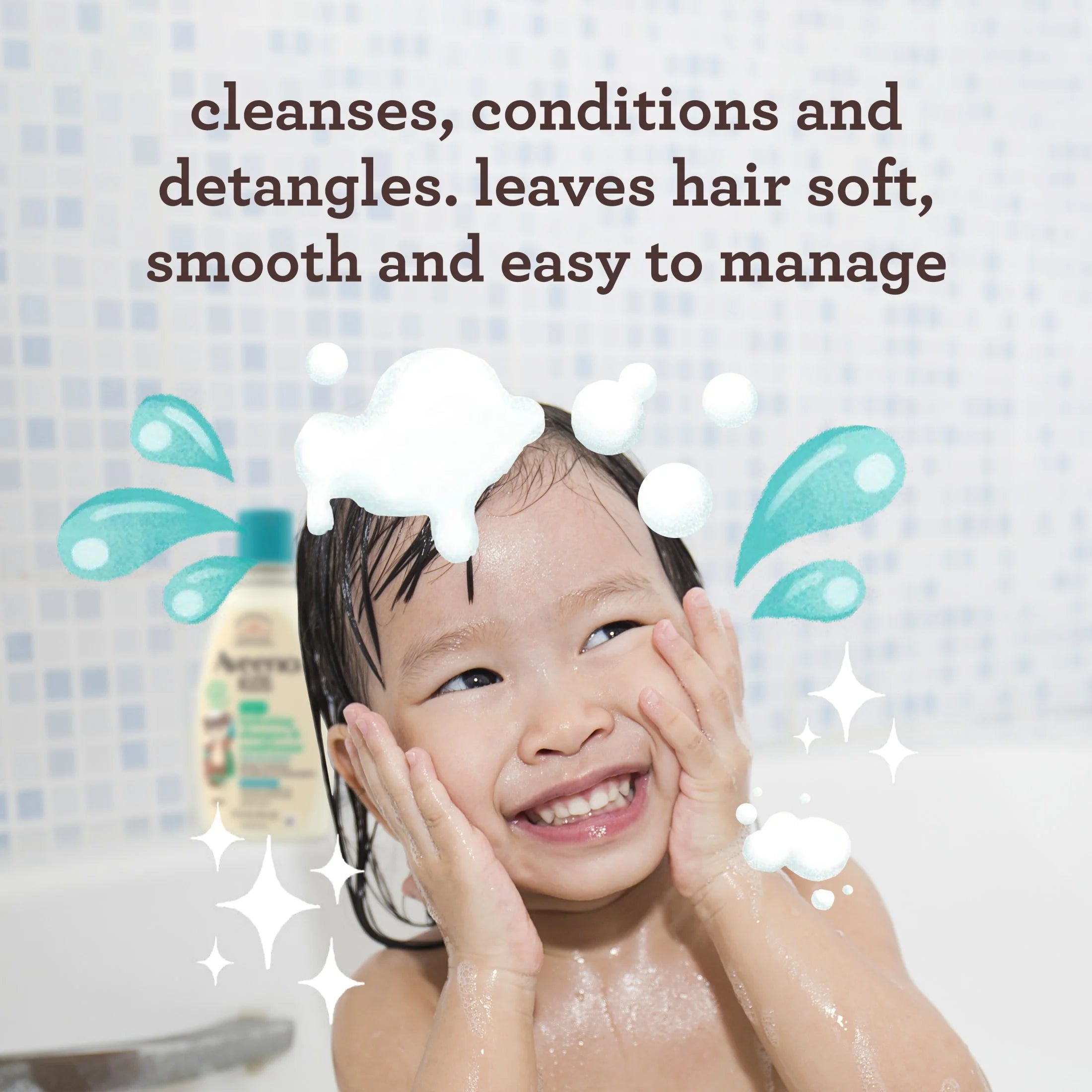 Aveeno Kids 2-In-1 Shampoo and Conditioner, Tear Free Hair Products, 12 Fl Oz