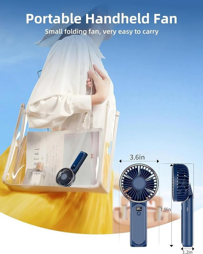 Frsara Portable Handheld Mini Fan, Neck Fan, 4000Mah Desk Fan, 180° Adjustable,