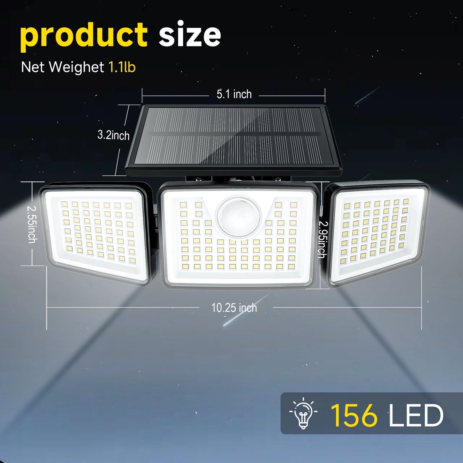 2 Pack Solar Lights Outdoor,156Led 2500LM Solar Flood Lights Waterproof,Mot
