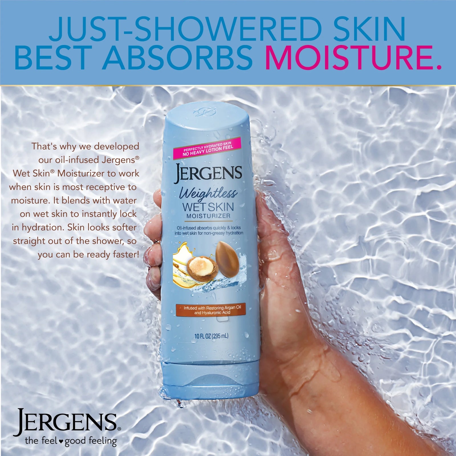 Argan Oil Weightless Wet Skin Body Lotion, Non-Greasy Moisturizer, for Dry Skin,