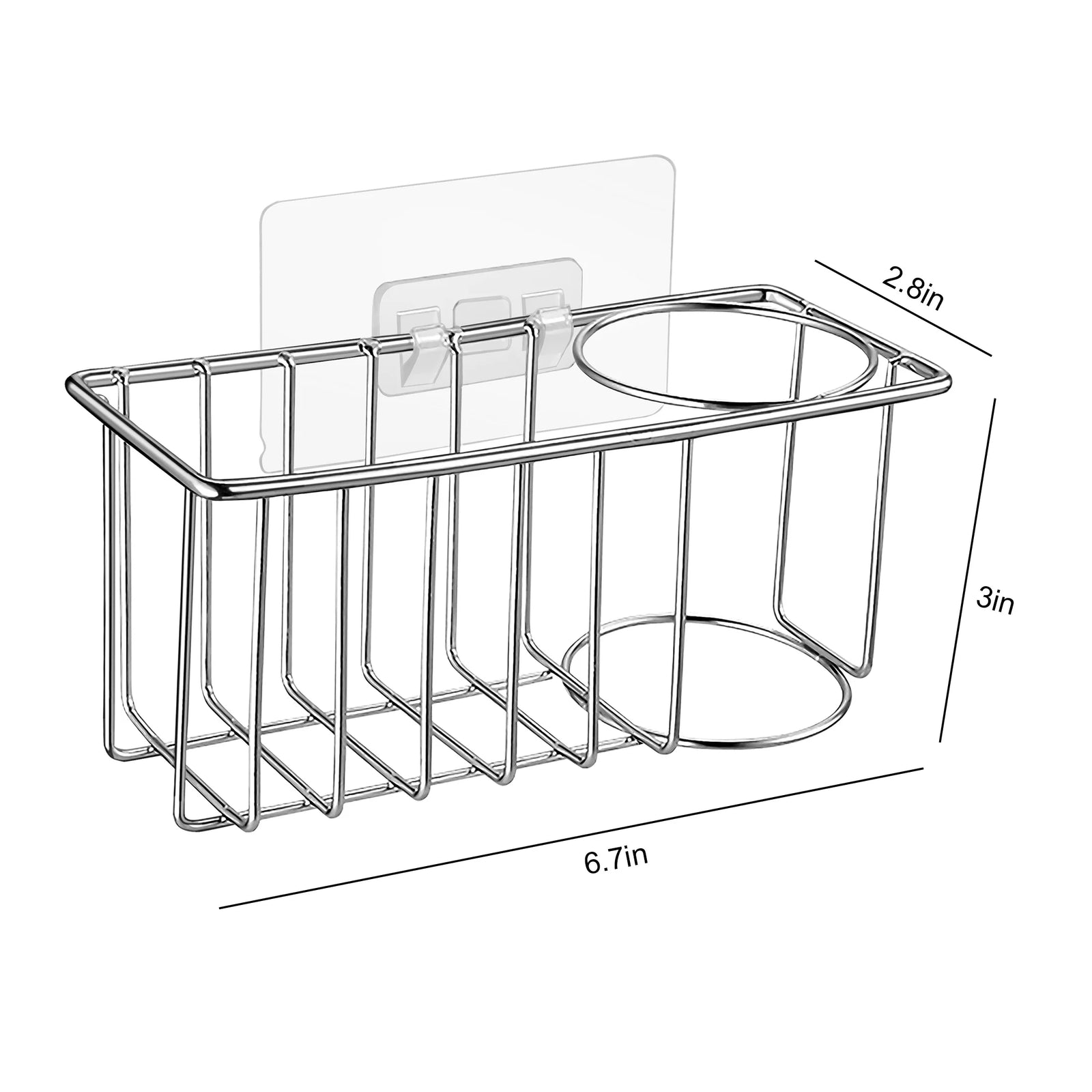 2-In-1 Sink Holder, Adhesive Rustproof Sponge Holder Kitchen Sink Organizer Bask