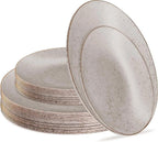 Elegant Plastic Dinner Plates Granite Gray Gold Rim Plastic Silverware, 32 Pack