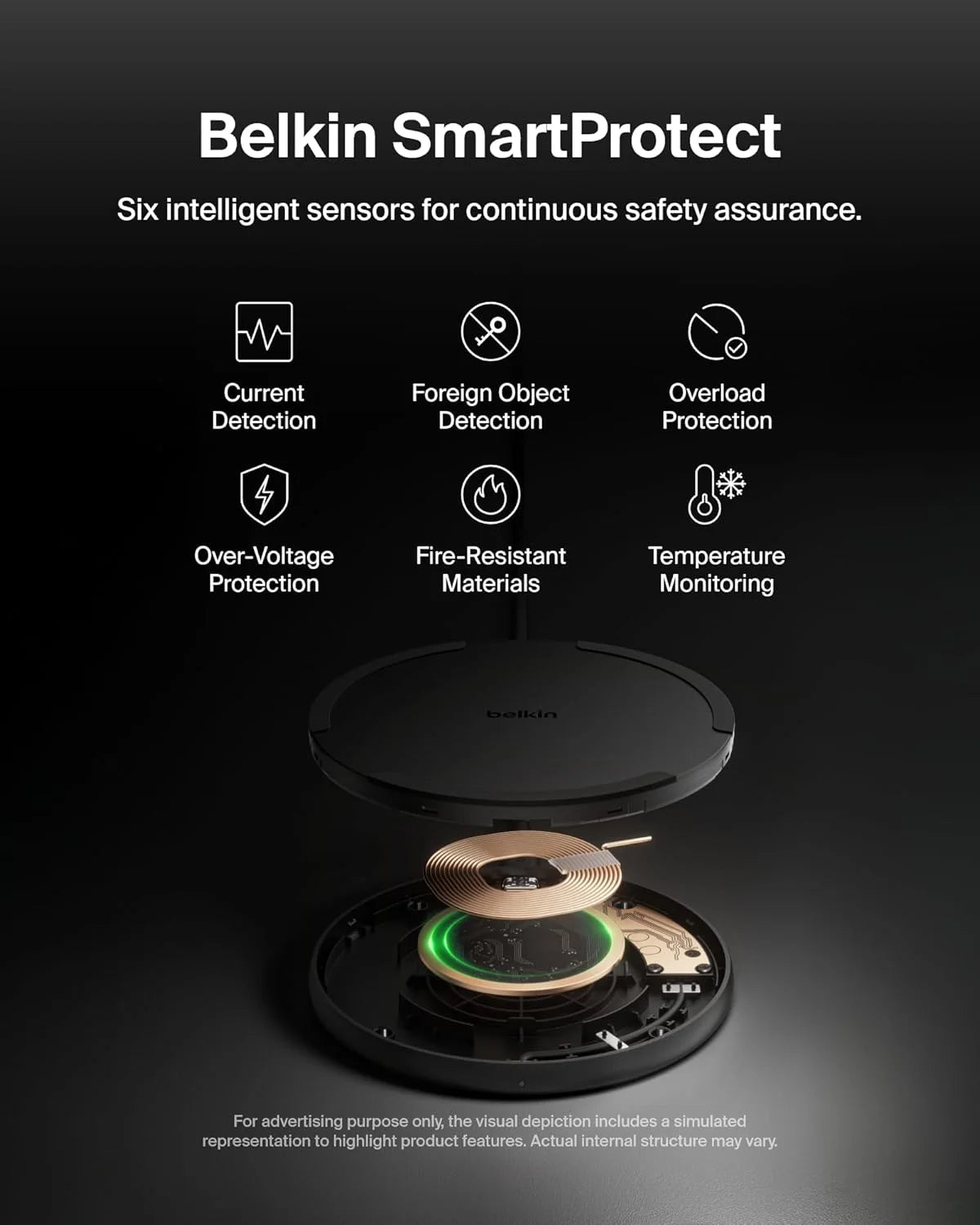 Belkin Wireless Charging Pad 15W - Qi Charger, Charging Station for Apple Iphone, Samsung Galaxy - Power Supply and Cable Included - Black