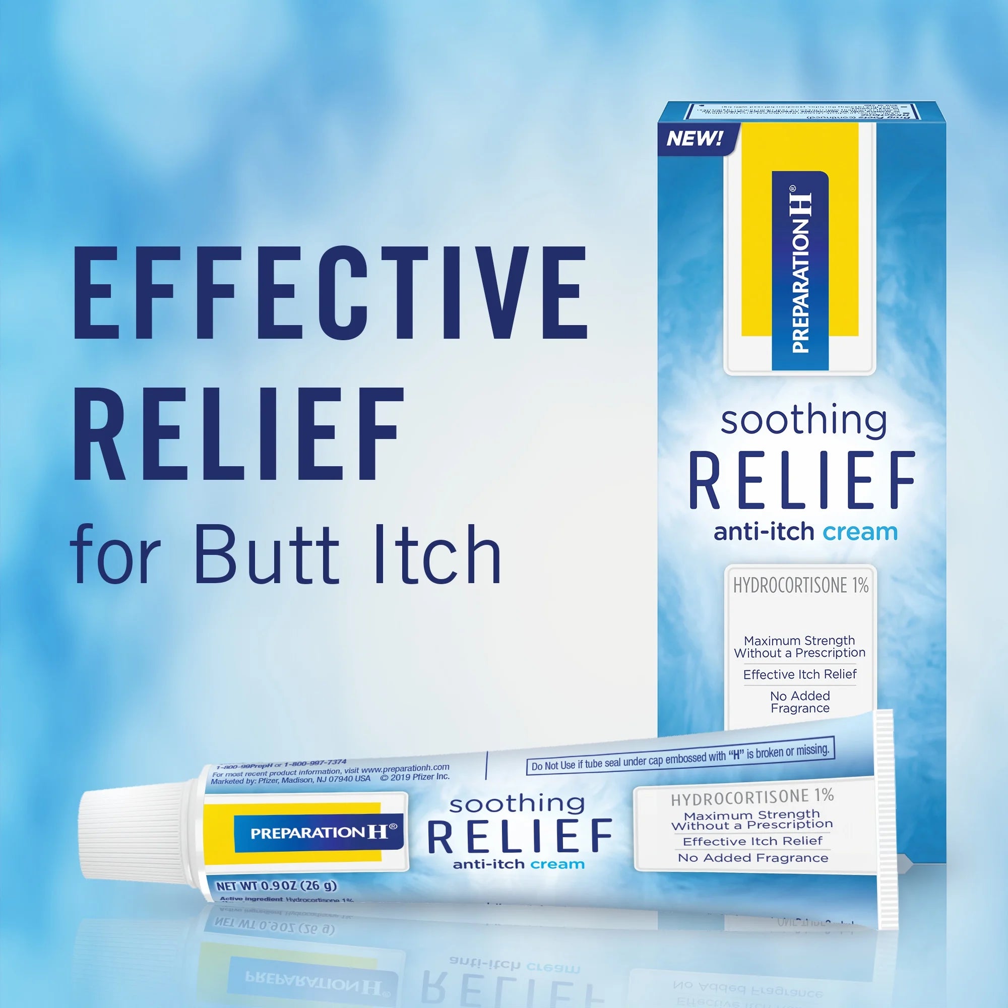 Preparation H Soothing Relief Anti-Itch Cream for Butt Itch Relief, 0.9 Oz