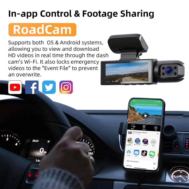1080P WIFI Dual Camera Dash Cam for Cars,Front and Inside,Car Camera with IR Nig