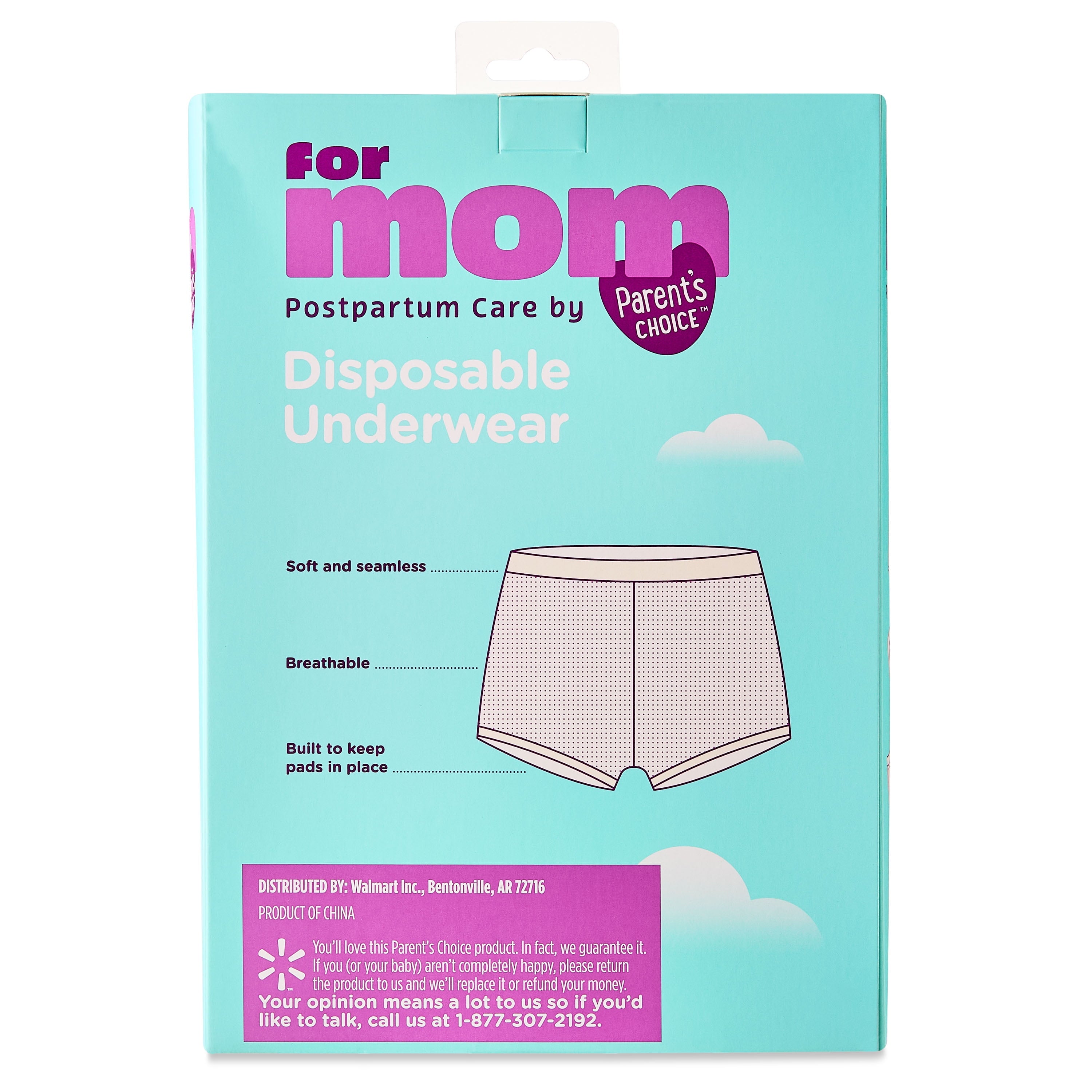 Parent'S Choice Disposable Postpartum Underwear for Women, High Waist & Regular Size (Waist 28" to 42" Stretched), 8 Count