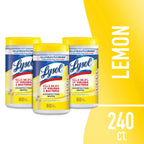 Lysol® Disinfectant Wipes Bundle, Multi-Surface Antibacterial Cleaning Wipes, Lemon and Lime Blossom, 80 Count Each(Pack of 3)