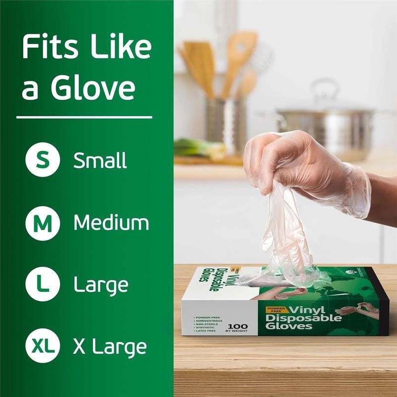 Disposable Vinyl Gloves 100 Ct. - Medium - Clear - Latex Free - Food Safe Gloves