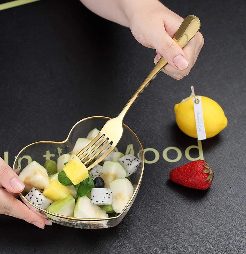 Gold Dinner Fork 6 Pieces, Stainless Steel 8.17 " Fork Wedding Silverware Set