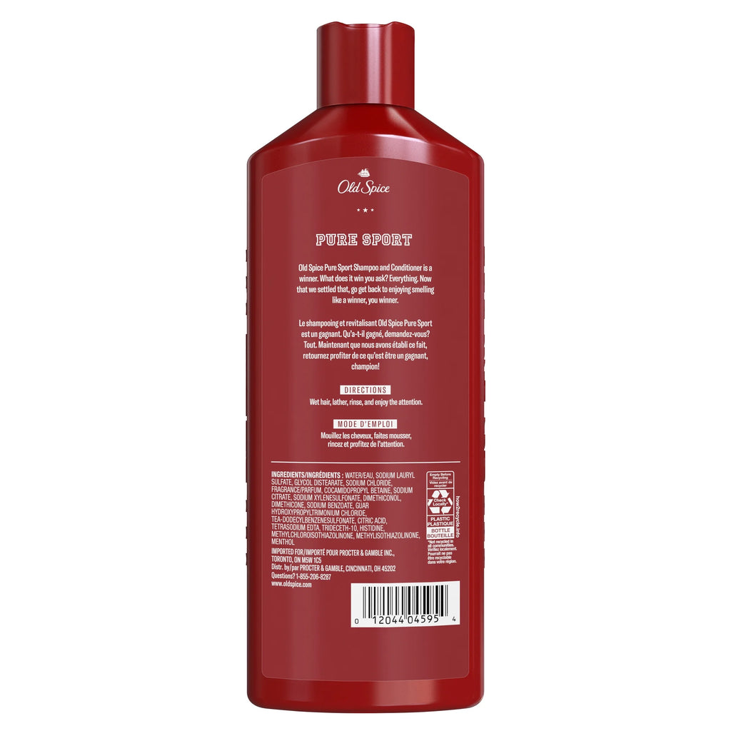 Old Spice Pure Sport 2In1 Mens Shampoo and Conditioner, 13.5 Fl Oz