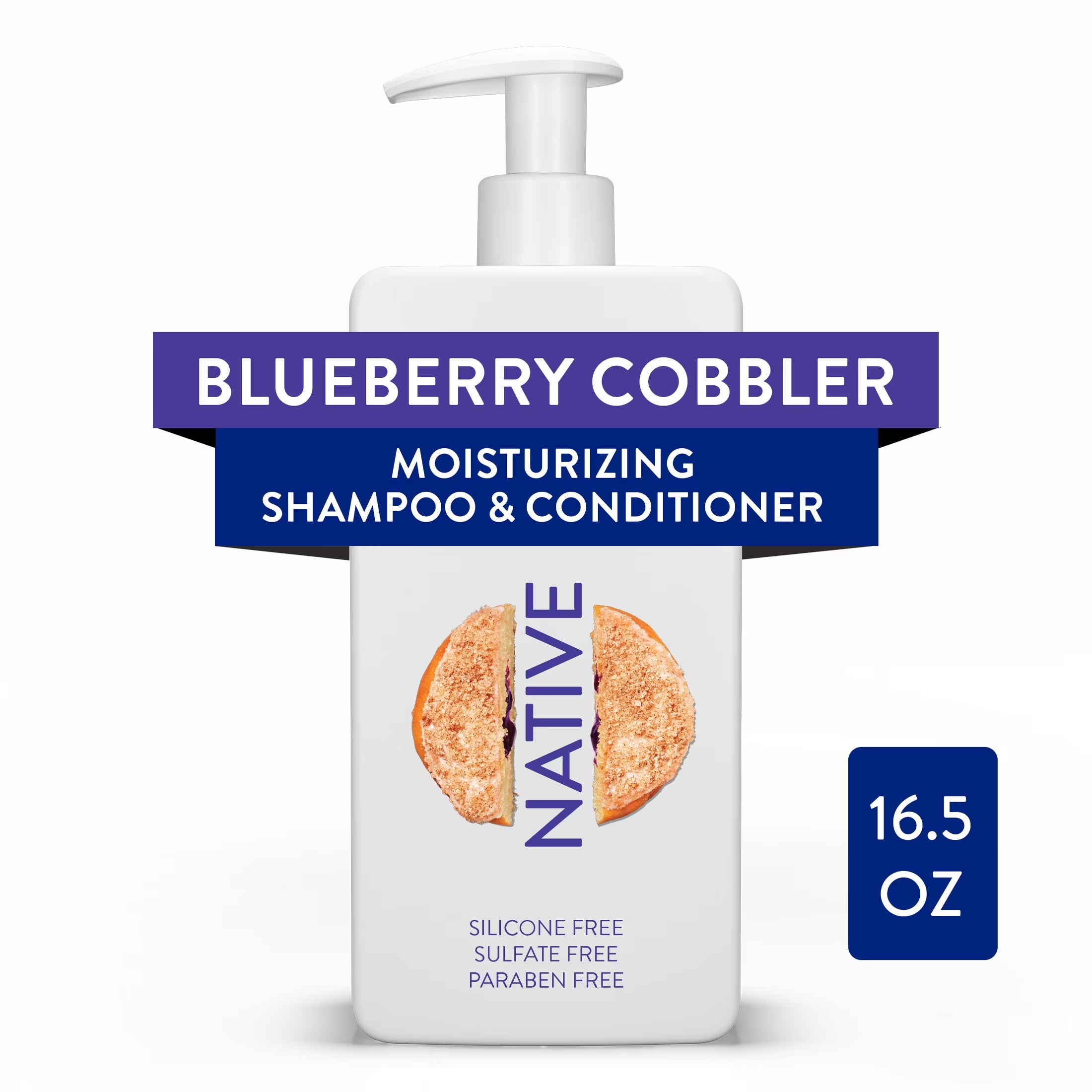 Native 2In1 Shampoo and Conditioner, Dunkin' Blueberry Cobbler, Sulfate Free, 16.5 Fl Oz