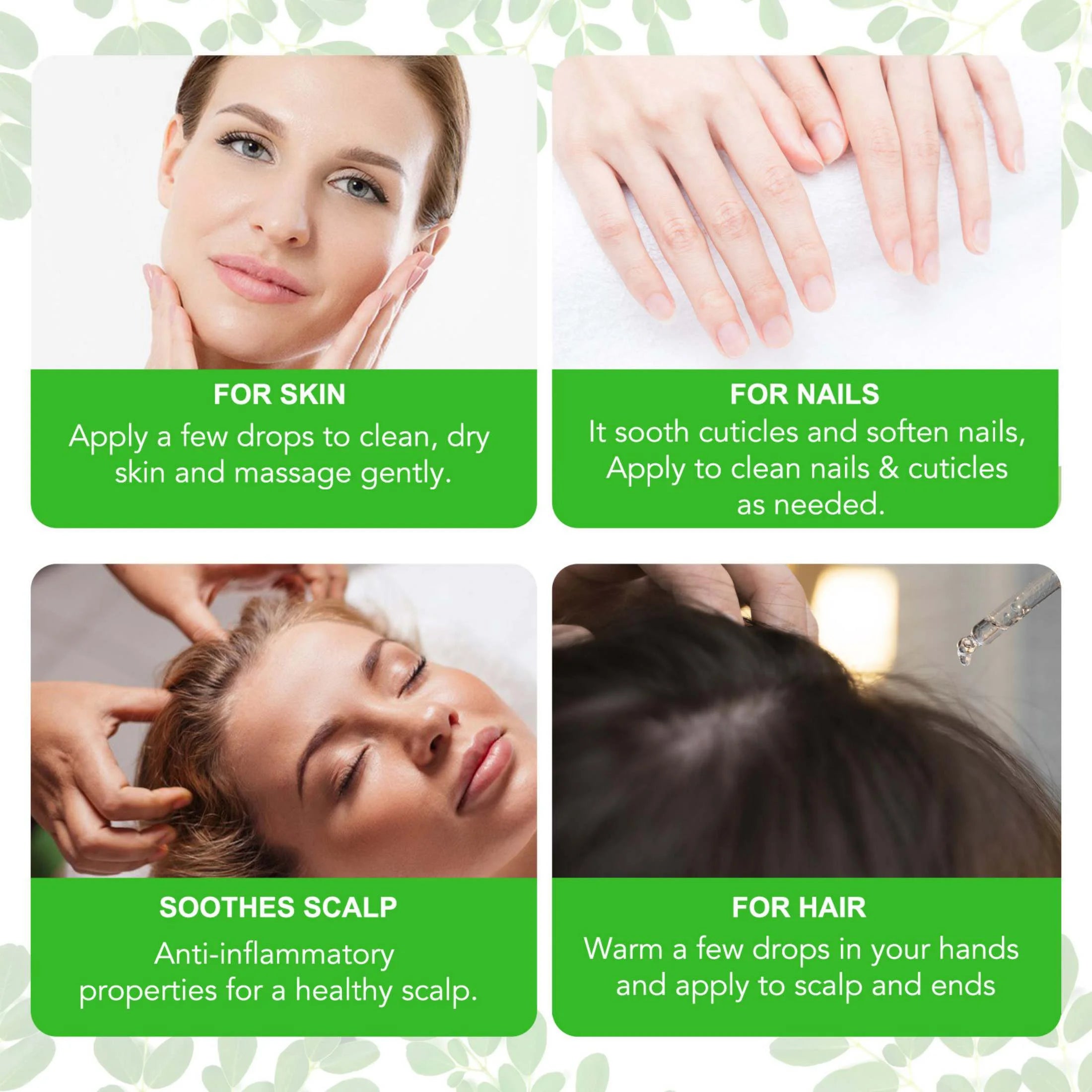 Aliver Moringa Oil 100% Pure & Natural,Reduces Breakage & Split Ends , Cold-Pressed, 2.02Fl.Oz