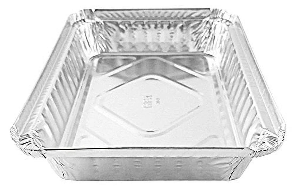 1 1/2 Lb. Oblong Shallow Aluminum Foil Take-Out Pan with Clear Dome Lid Disposab