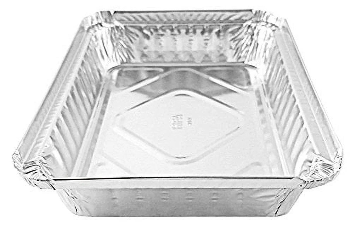 1 1/2 Lb. Oblong Shallow Aluminum Foil Take-Out Pan with Clear Dome Lid Disposab