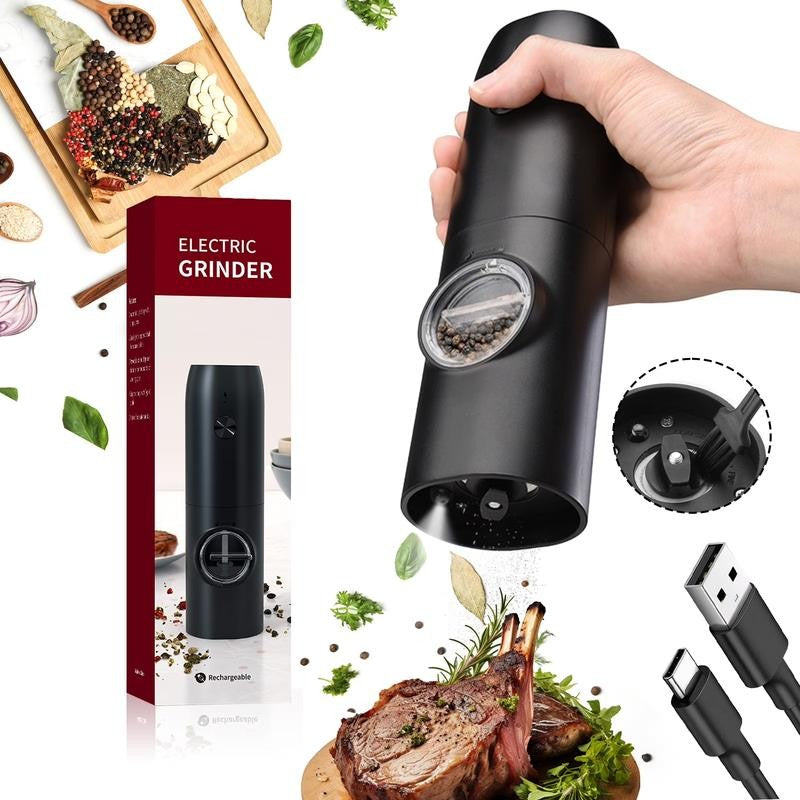 Electric Salt & Pepper Grinder, Automatic Spice Mill with Adjustable Coarseness,